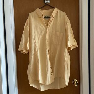 Eddie Bauer Mens Casual Button Down short sleeve shirt XLT great condition yello